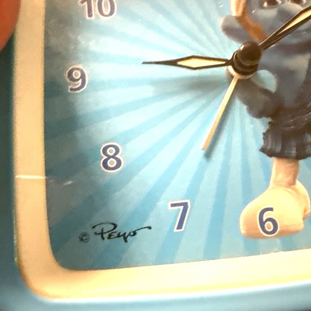 The Smurfs Alarm Clock Peyo 2011 Lafig B. Schlumpfs Schtroumpf Blue Works Square - Picture 7 of 10